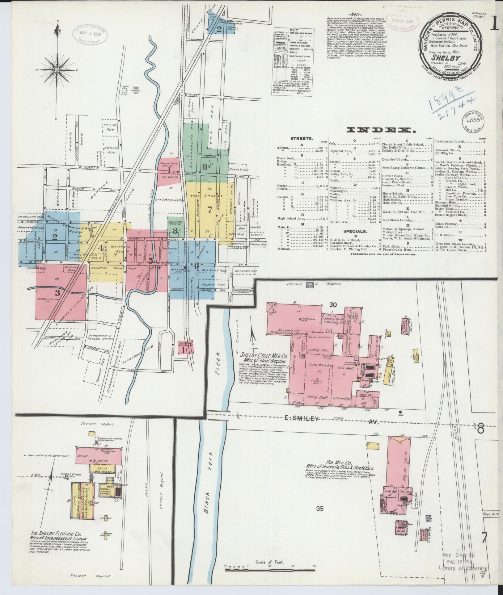 Sanborn Fire Insurance Map from Shelby, Richland County, Ohio (1899), Sheet #0001 - Complete Map Set gallery image, historic Sanborn map, vintage wall art, Ohio Ohio