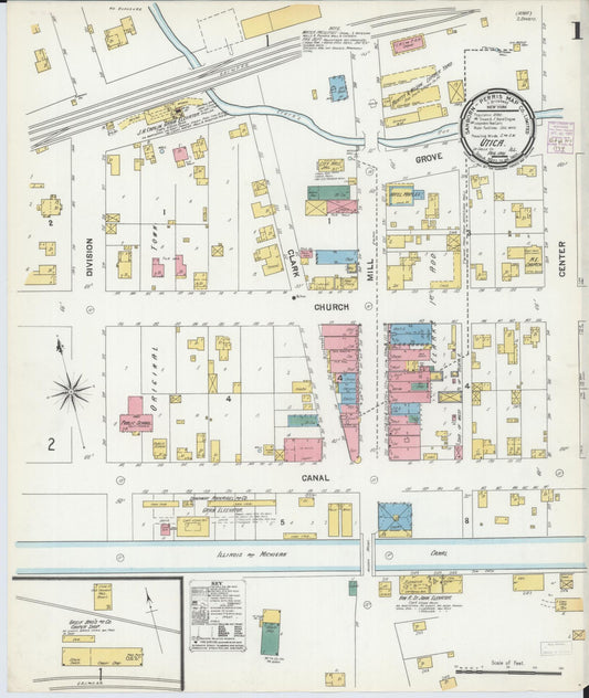 Sanborn Fire Insurance Map from Utica, La Salle County, Illinois (1901), Sheet #0001 - Historic Sanborn Fire Insurance Map Print, vintage old map wall art, antique decor, genealogy gift, Illinois Illinois map