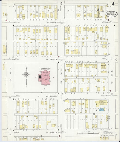 Sanborn Fire Insurance Map from Chisholm, Saint Louis County, Minnesota (1912), Sheet #0004 - Complete Map Set gallery image, historic Sanborn map, vintage wall art, Minnesota Minnesota