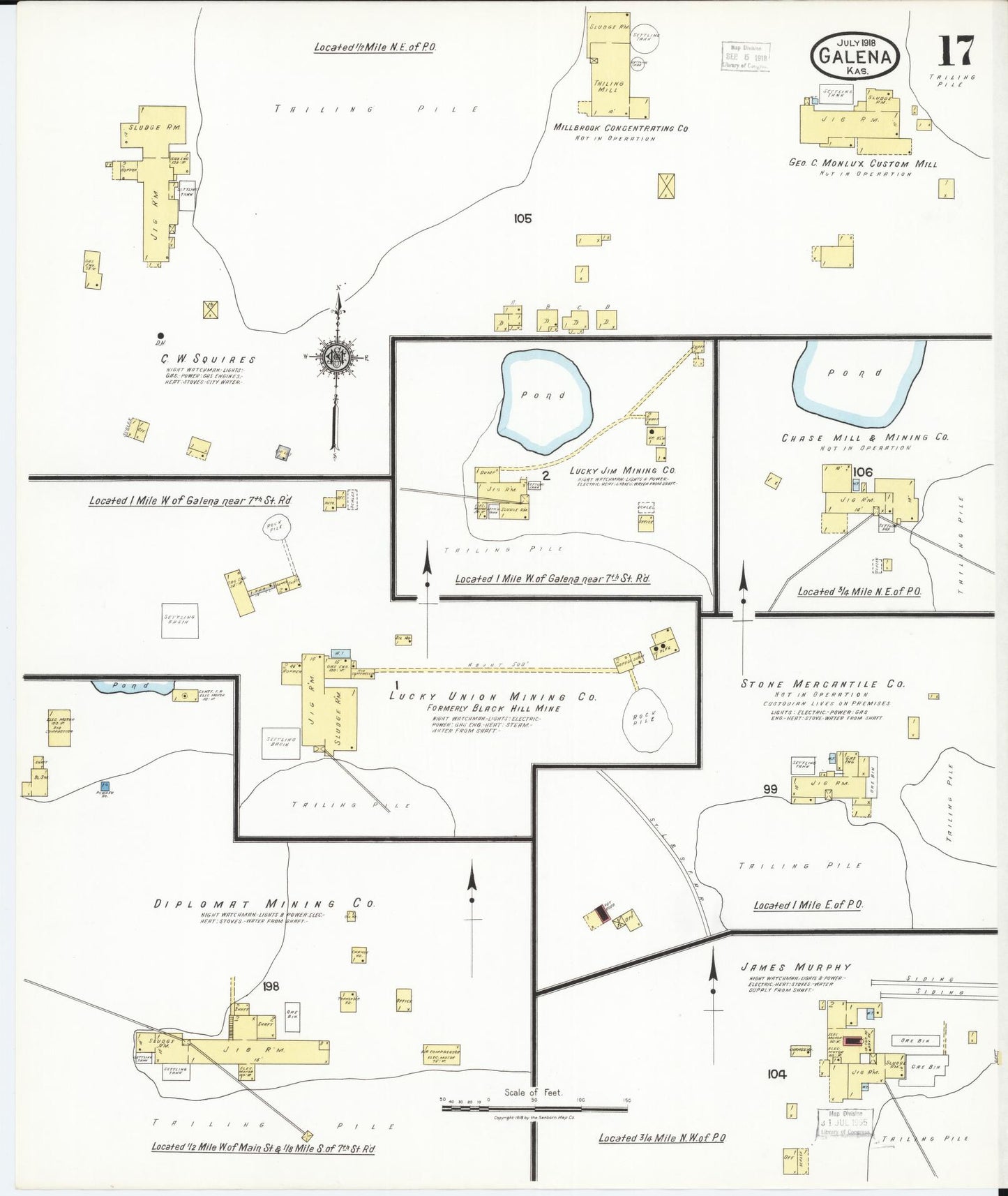 Sanborn Fire Insurance Map from Galena, Cherokee County, Kansas (1918), Sheet #0017 - Complete Map Set gallery image, historic Sanborn map, vintage wall art, Kansas Kansas