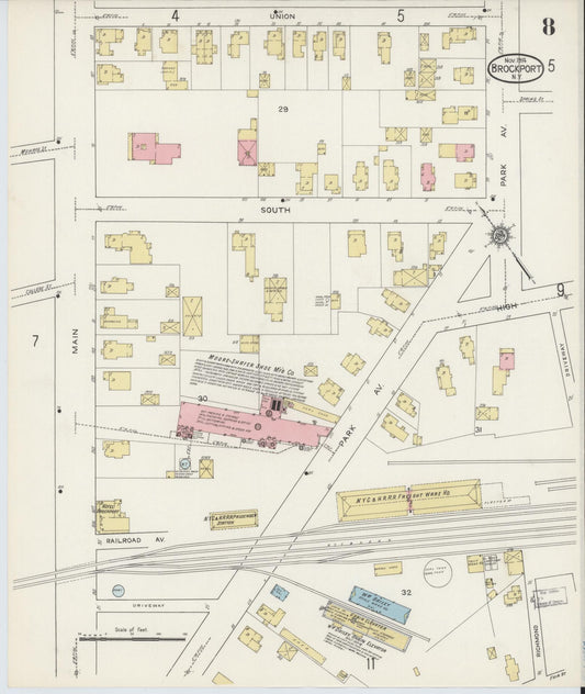 Sanborn Fire Insurance Map from Brockport, Monroe County, New York (1914), Sheet #0008 - Historic Sanborn Fire Insurance Map Print, vintage old map wall art, antique decor, genealogy gift, New York New York map