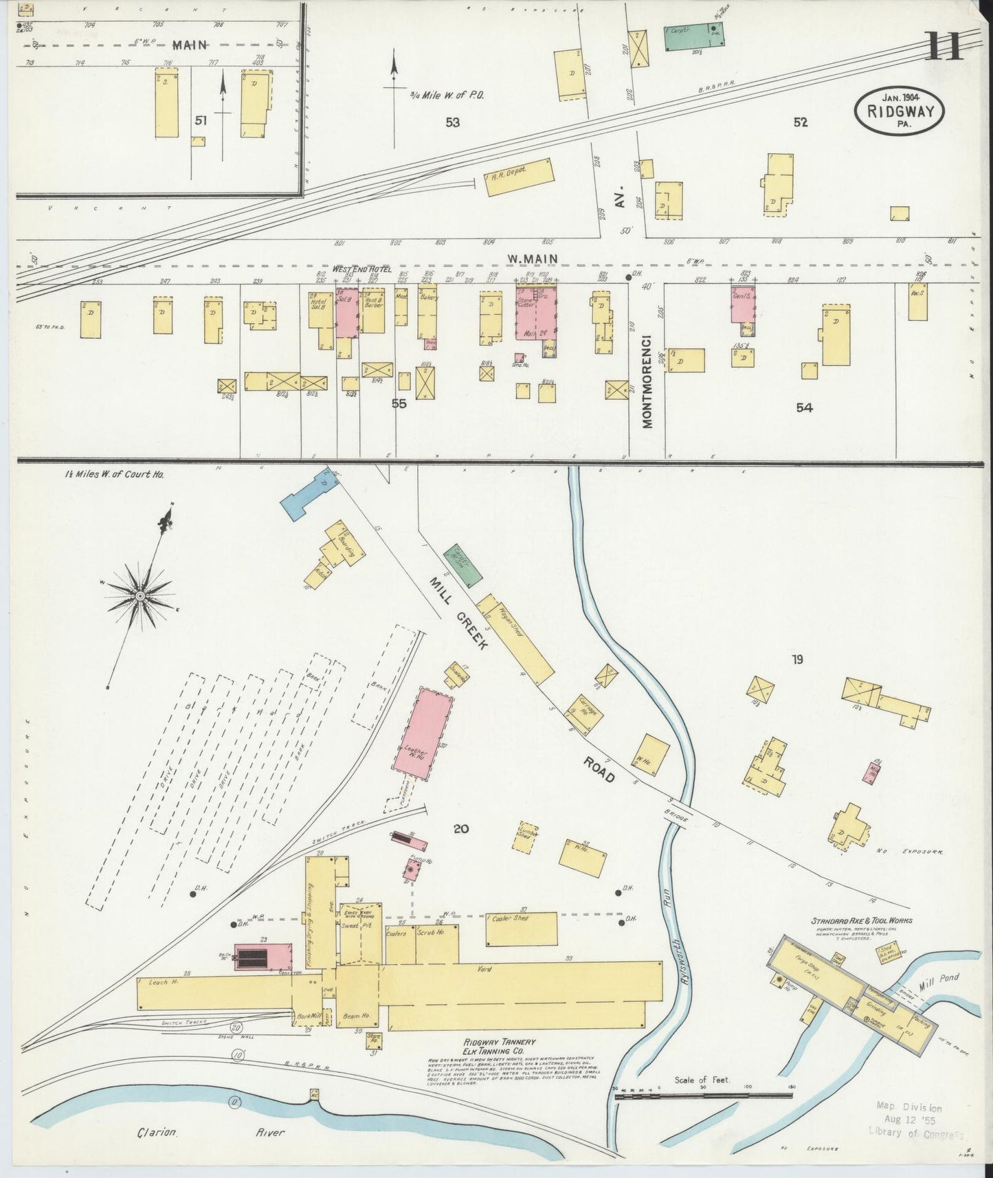 Sanborn Fire Insurance Map from Ridgway, Elk County, Pennsylvania (1904), Sheet #0011 - Complete Map Set gallery image, historic Sanborn map, vintage wall art, Pennsylvania Pennsylvania