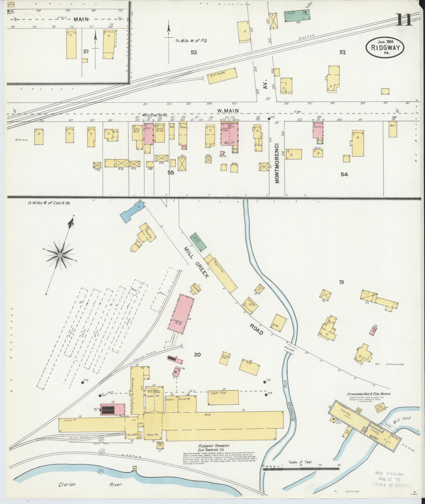 Sanborn Fire Insurance Map from Ridgway, Elk County, Pennsylvania (1904), Sheet #0011 - Complete Map Set gallery image, historic Sanborn map, vintage wall art, Pennsylvania Pennsylvania