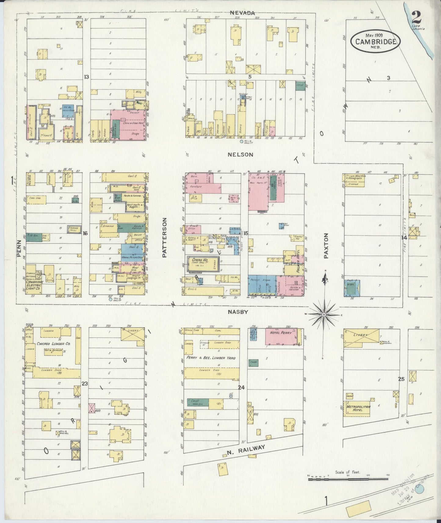 Sanborn Fire Insurance Map from Cambridge, Furnas County, Nebraska (1909), Sheet #0002 - Historic Sanborn Fire Insurance Map Print, vintage old map wall art, antique decor, genealogy gift, Nebraska Nebraska map