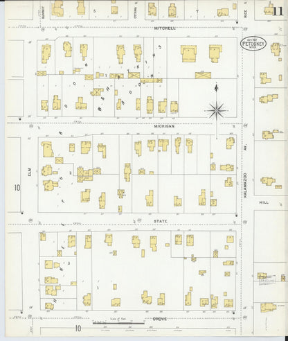 Sanborn Fire Insurance Map from Petoskey, Emmet County, Michigan (1901), Sheet #0011 - Complete Map Set gallery image, historic Sanborn map, vintage wall art, Michigan Michigan
