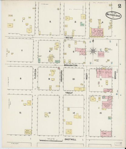 Sanborn Fire Insurance Map from Bainbridge, Decatur County, Georgia (1890), Sheet #0002 - Complete Map Set gallery image, historic Sanborn map, vintage wall art, Georgia Georgia