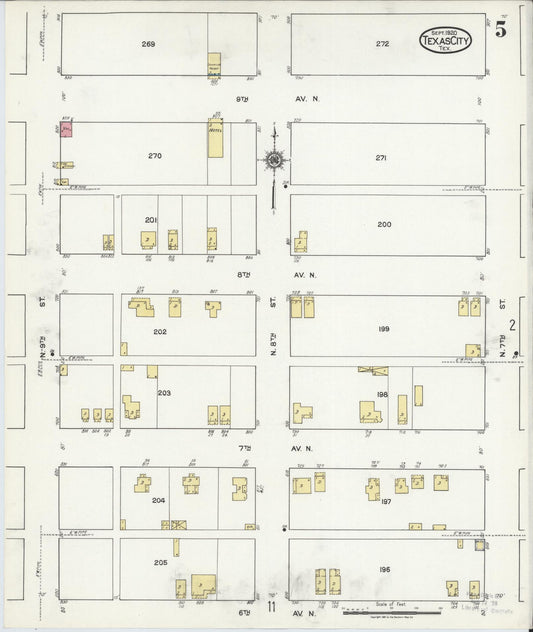 Sanborn Fire Insurance Map from Texas City, Galveston County, Texas (1920), Sheet #0005 - Historic Sanborn Fire Insurance Map Print, vintage old map wall art, antique decor, genealogy gift, Texas Texas map