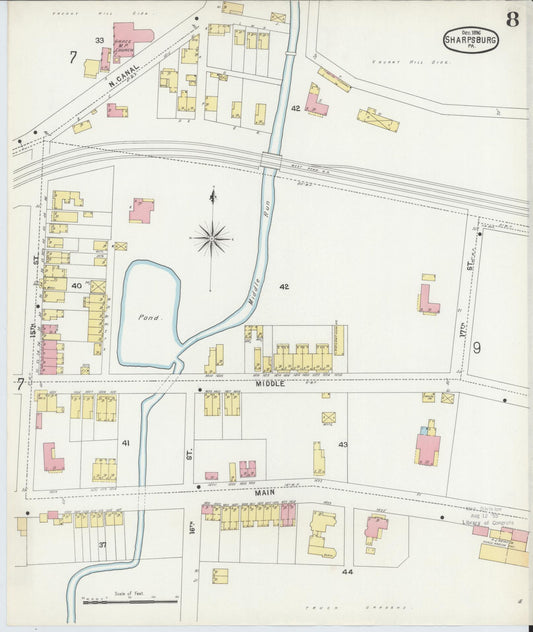 Sanborn Fire Insurance Map from Sharpsburg, Allegheny County, Pennsylvania (1896), Sheet #0008 - Historic Sanborn Fire Insurance Map Print, vintage old map wall art, antique decor, genealogy gift, Pennsylvania Pennsylvania map