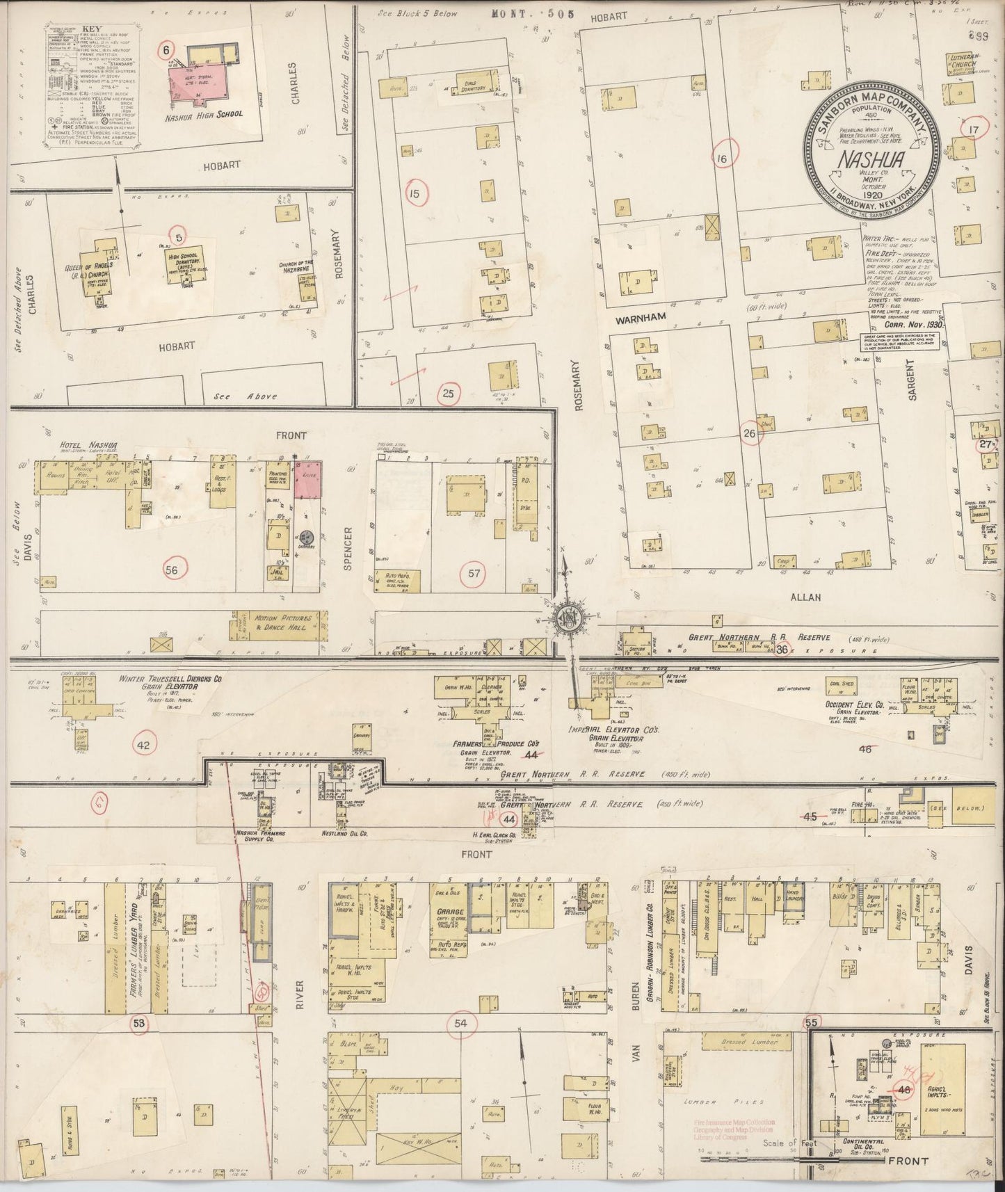 Sanborn Fire Insurance Map from Nashua, Valley County, Montana (1930), Sheet #0001 - Historic Sanborn Fire Insurance Map Print, vintage old map wall art, antique decor, genealogy gift, Montana Montana map