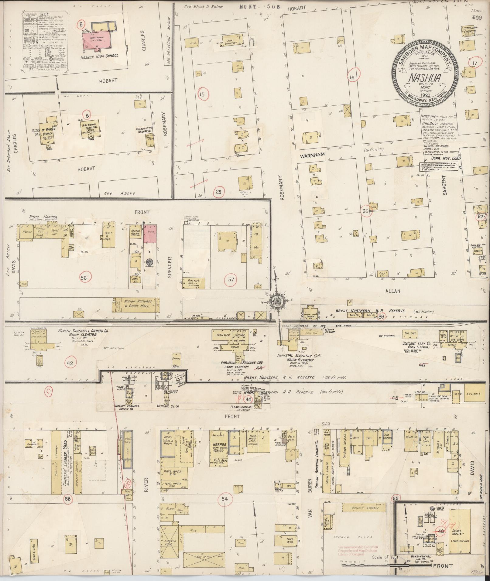Sanborn Fire Insurance Map from Nashua, Valley County, Montana (1930), Sheet #0001 - Historic Sanborn Fire Insurance Map Print, vintage old map wall art, antique decor, genealogy gift, Montana Montana map