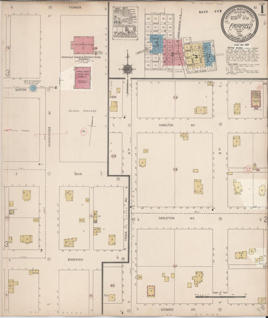 Sanborn Fire Insurance Map from Fairfield, Spokane County, Washington (1928), Sheet #0001 - Complete Map Set gallery image, historic Sanborn map, vintage wall art, Washington Washington