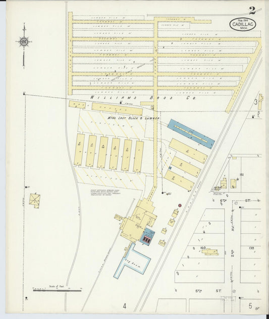 Sanborn Fire Insurance Map from Cadillac, Wexford County, Michigan (1914), Sheet #0002 - Historic Sanborn Fire Insurance Map Print, vintage old map wall art, antique decor, genealogy gift, Michigan Michigan map