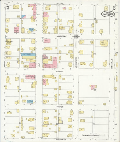 Sanborn Fire Insurance Map from Baltimore, Fairfield County, Ohio (1926), Sheet #0002 - Complete Map Set gallery image, historic Sanborn map, vintage wall art, Ohio Ohio