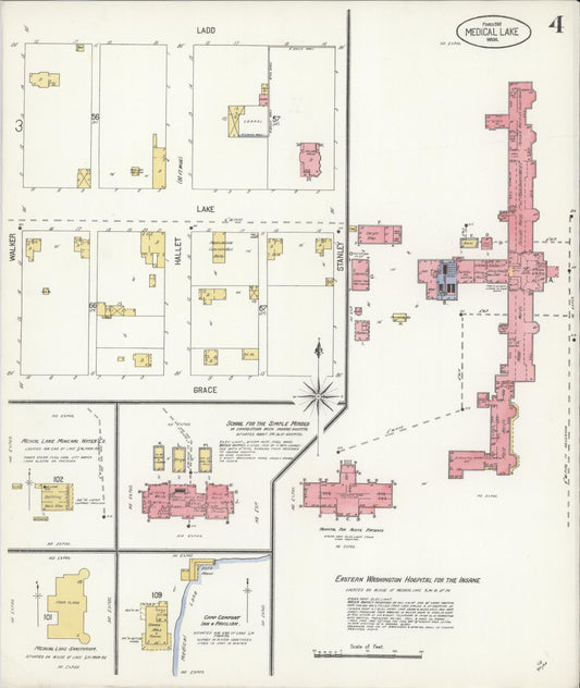 Sanborn Fire Insurance Map from Medical Lake, Spokane County, Washington (1908), Sheet #0004 - Historic Sanborn Fire Insurance Map Print, vintage old map wall art, antique decor, genealogy gift, Washington Washington map
