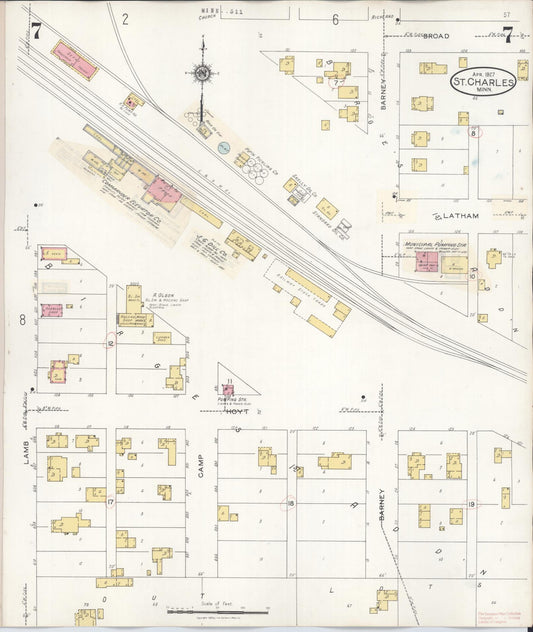 Sanborn Fire Insurance Map from Saint Charles, Winona County, Minnesota (1940), Sheet #0007 - Historic Sanborn Fire Insurance Map Print, vintage old map wall art, antique decor, genealogy gift, Minnesota Minnesota map