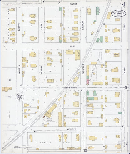 Sanborn Fire Insurance Map from Taylorville, Christian County, Illinois (1899), Sheet #0004 - Complete Map Set gallery image, historic Sanborn map, vintage wall art, Illinois Illinois