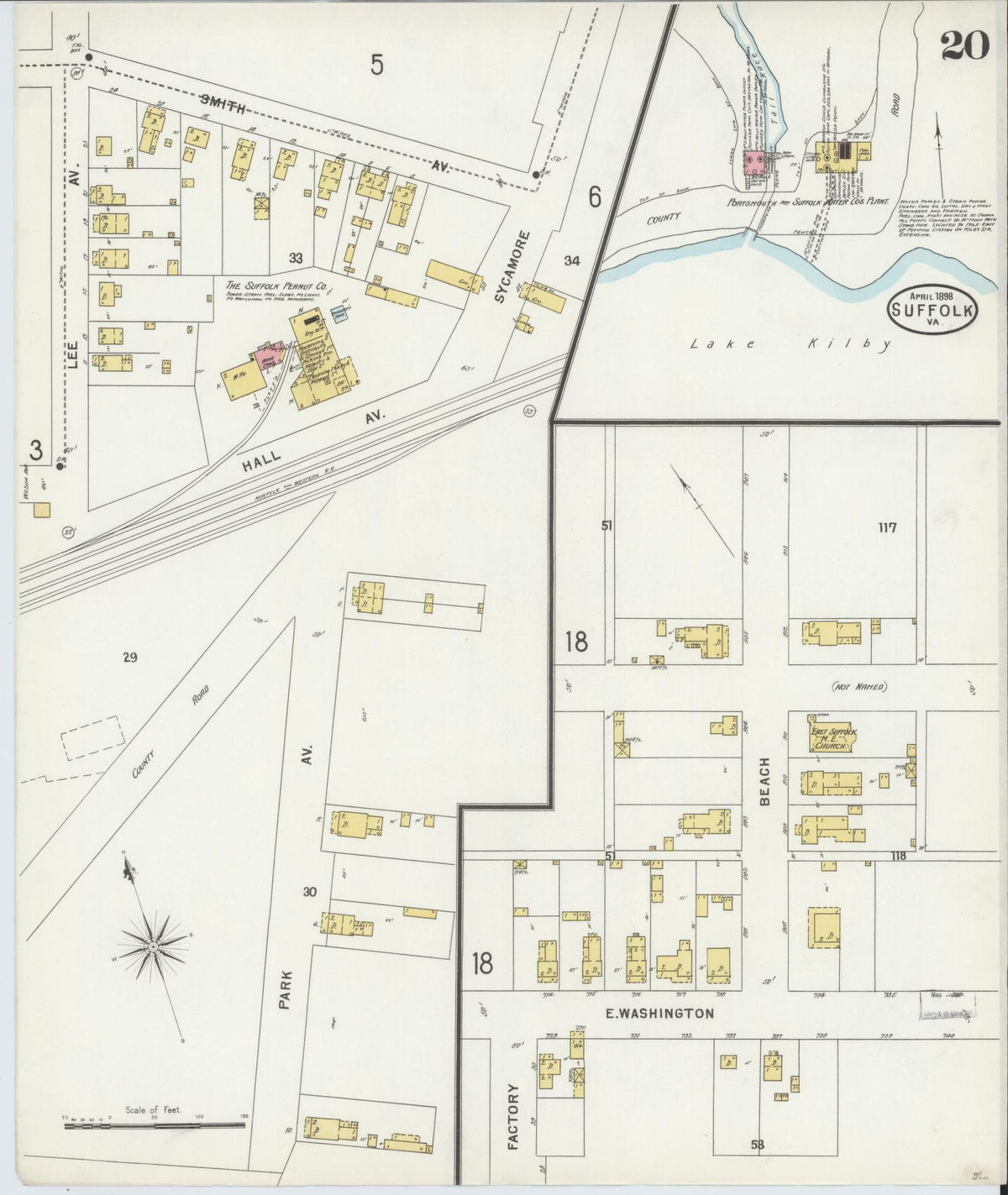Sanborn Fire Insurance Map from Suffolk, Independent Cities, Virginia (1898), Sheet #0020 - Complete Map Set gallery image, historic Sanborn map, vintage wall art, Virginia Virginia
