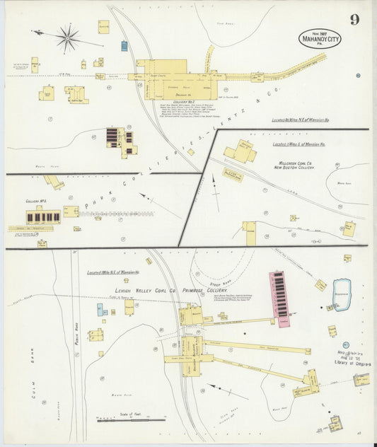 Sanborn Fire Insurance Map from Mahanoy City, Schuylkill County, Pennsylvania (1907), Sheet #0009 - Historic Sanborn Fire Insurance Map Print, vintage old map wall art, antique decor, genealogy gift, Pennsylvania Pennsylvania map