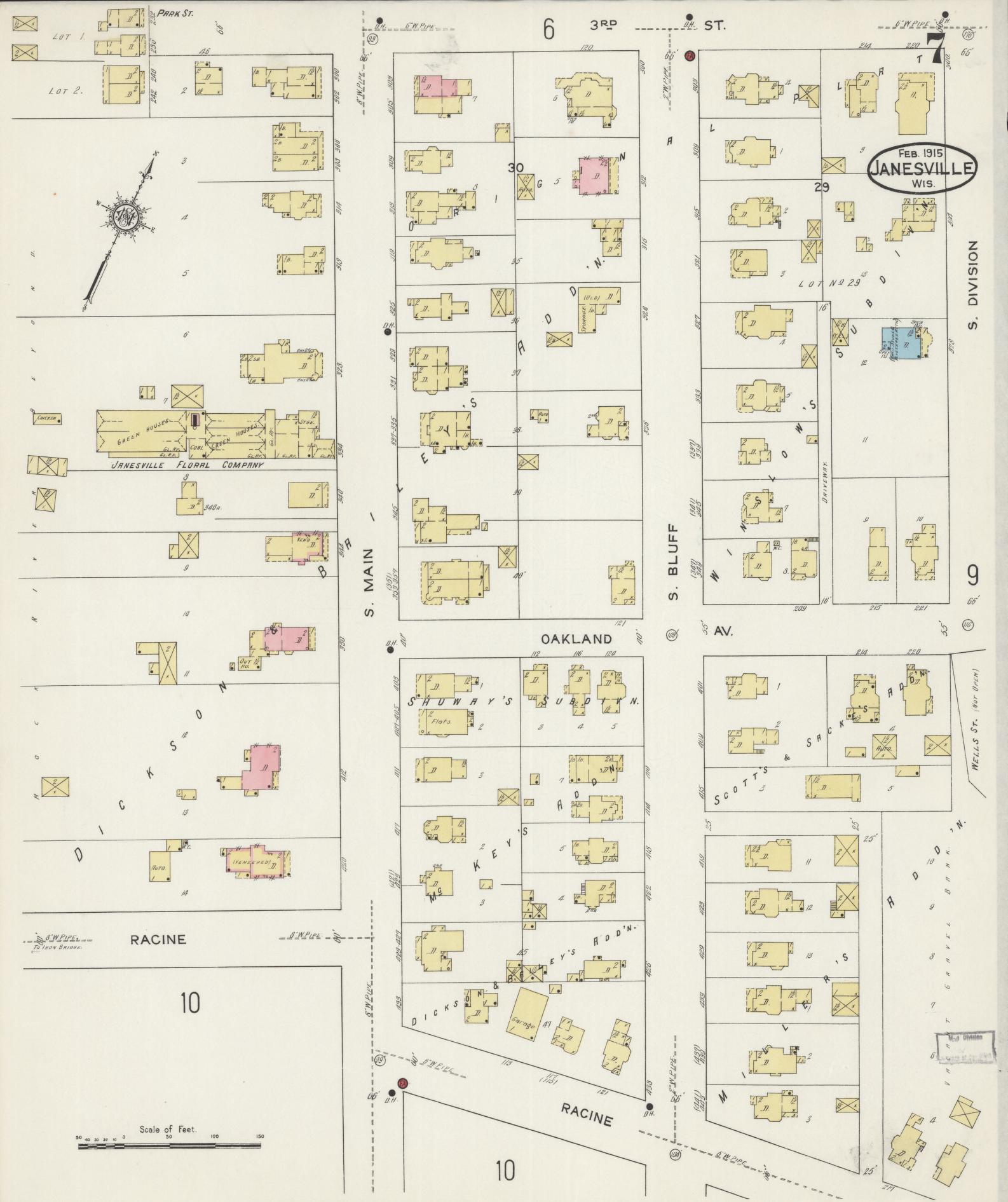 Sanborn Fire Insurance Map from Janesville, Rock County, Wisconsin (1915), Sheet #0007 - Complete Map Set gallery image, historic Sanborn map, vintage wall art, Wisconsin Wisconsin