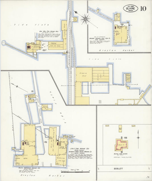 Sanborn Fire Insurance Map from Blaine, Whatcom County, Washington (1907), Sheet #0010 - Historic Sanborn Fire Insurance Map Print, vintage old map wall art, antique decor, genealogy gift, Washington Washington map