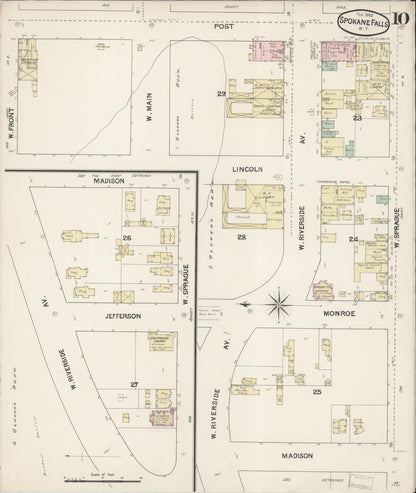 Sanborn Fire Insurance Map from Spokane, Spokane County, Washington (1889), Sheet #0010 - Complete Map Set gallery image, historic Sanborn map, vintage wall art, Washington Washington