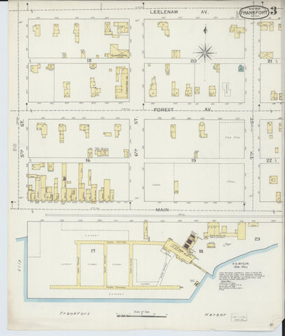 Sanborn Fire Insurance Map from Frankfort, Benzie County, Michigan (1893), Sheet #0003 - Complete Map Set gallery image, historic Sanborn map, vintage wall art, Michigan Michigan