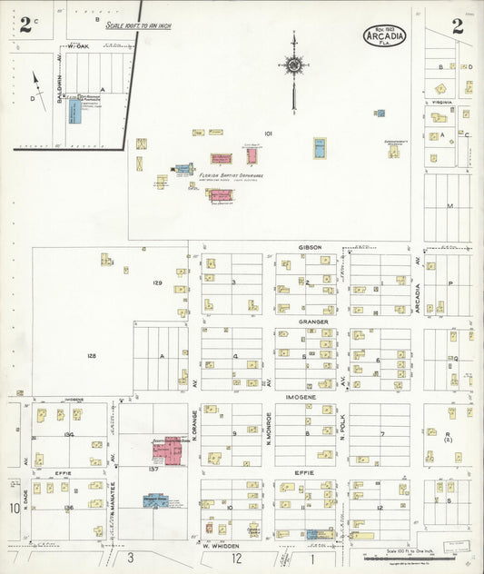 Sanborn Fire Insurance Map from Arcadia, DeSoto County, Florida (1923), Sheet #0002 - Historic Sanborn Fire Insurance Map Print, vintage old map wall art, antique decor, genealogy gift, Florida Florida map