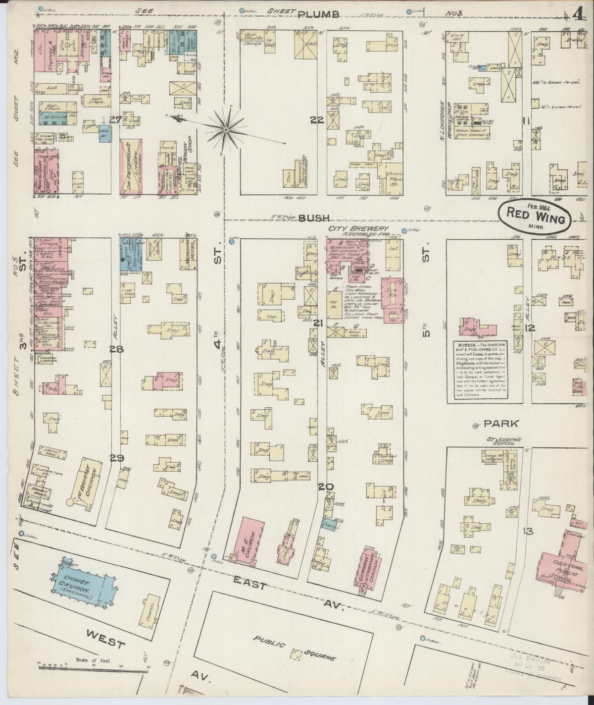 Sanborn Fire Insurance Map from Red Wing, Goodhue County, Minnesota (1884), Sheet #0004 - Complete Map Set gallery image, historic Sanborn map, vintage wall art, Minnesota Minnesota