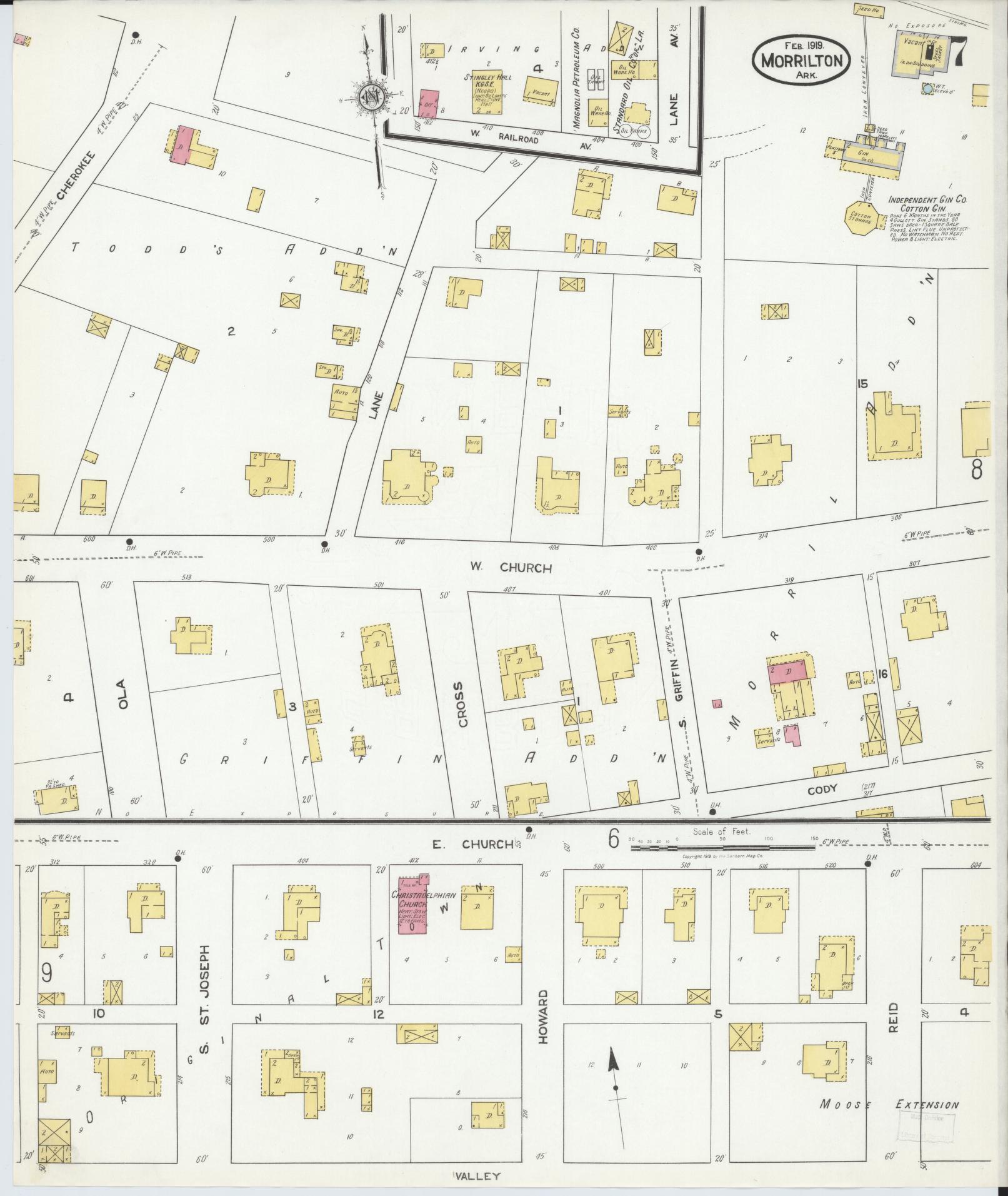 Sanborn Fire Insurance Map from Morrilton, Conway County, Arkansas (1919), Sheet #0007 - Complete Map Set gallery image, historic Sanborn map, vintage wall art, Arkansas Arkansas