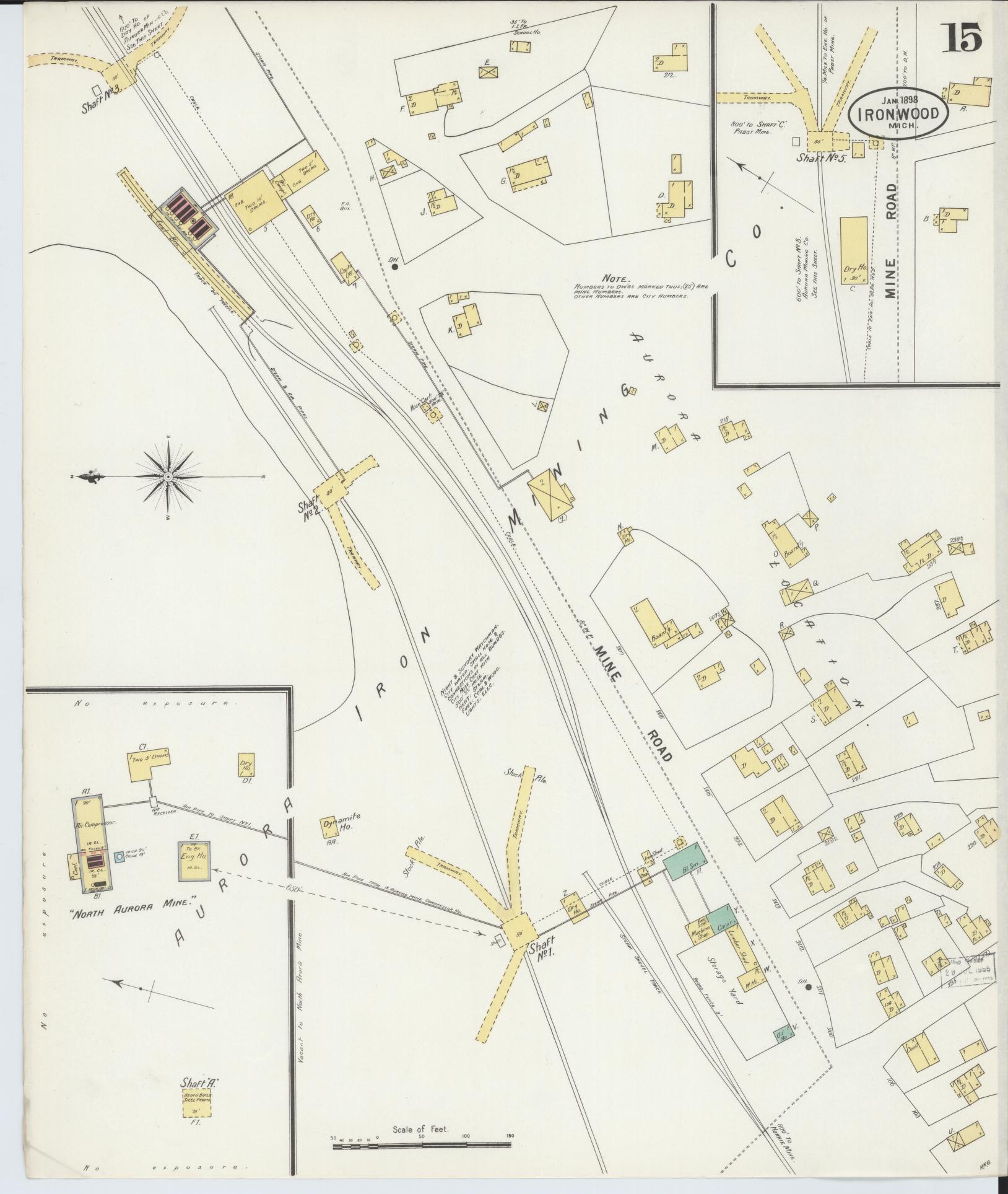 Sanborn Fire Insurance Map from Ironwood, Gogebic County, Michigan (1898), Sheet #0015 - Historic Sanborn Fire Insurance Map Print, vintage old map wall art, antique decor, genealogy gift, Michigan Michigan map