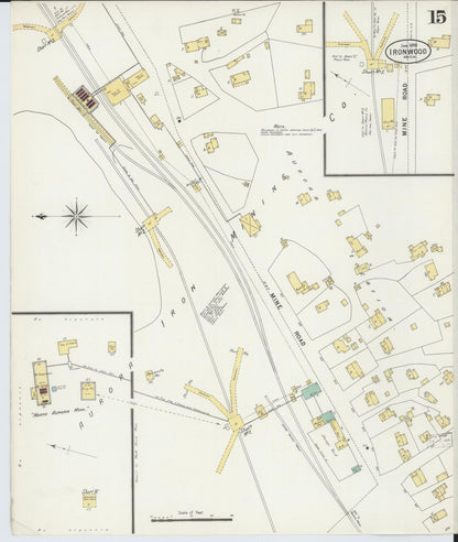 Sanborn Fire Insurance Map from Ironwood, Gogebic County, Michigan (1898), Sheet #0015 - Historic Sanborn Fire Insurance Map Print, vintage old map wall art, antique decor, genealogy gift, Michigan Michigan map