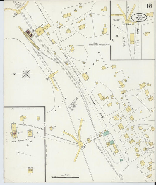 Sanborn Fire Insurance Map from Ironwood, Gogebic County, Michigan (1898), Sheet #0015 - Historic Sanborn Fire Insurance Map Print, vintage old map wall art, antique decor, genealogy gift, Michigan Michigan map