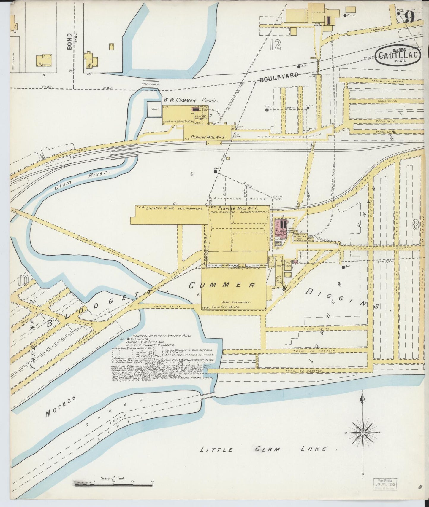 Sanborn Fire Insurance Map from Cadillac, Wexford County, Michigan (1895), Sheet #0009 - Complete Map Set gallery image, historic Sanborn map, vintage wall art, Michigan Michigan