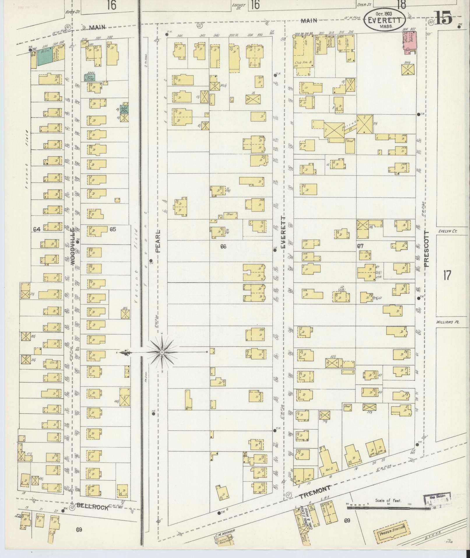 Sanborn Fire Insurance Map from Everett, Middlesex County, Massachusetts (1903), Sheet #0015 - Complete Map Set gallery image, historic Sanborn map, vintage wall art, Massachusetts Massachusetts