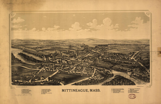 Mittineague, Mass. (1889) – Historic Bird’s-Eye View Panorama Print