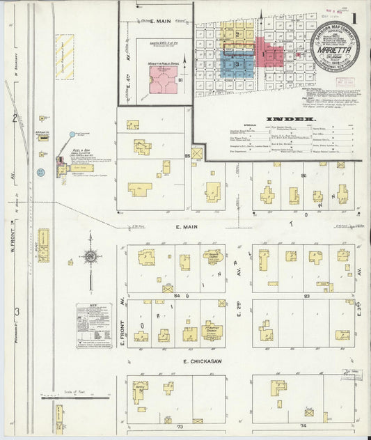 Sanborn Fire Insurance Map from Marietta, Love County, Oklahoma. (1909) – Historic Sanborn Fire Insurance Map Print