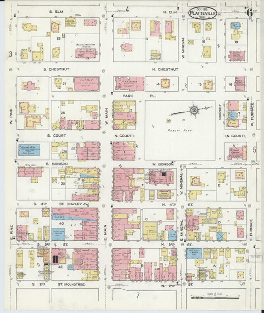 Sanborn Fire Insurance Map from Platteville, Grant County, Wisconsin (1915), Sheet #0006 - Historic Sanborn Fire Insurance Map Print, vintage old map wall art, antique decor, genealogy gift, Wisconsin Wisconsin map