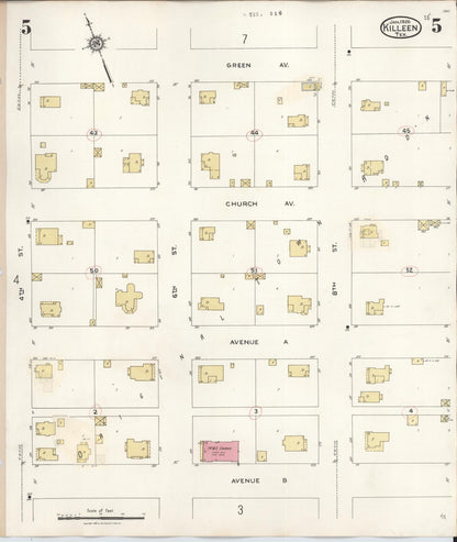 Sanborn Fire Insurance Map from Killeen, Bell County, Texas (1937), Sheet #0005 - Complete Map Set gallery image, historic Sanborn map, vintage wall art, Texas Texas