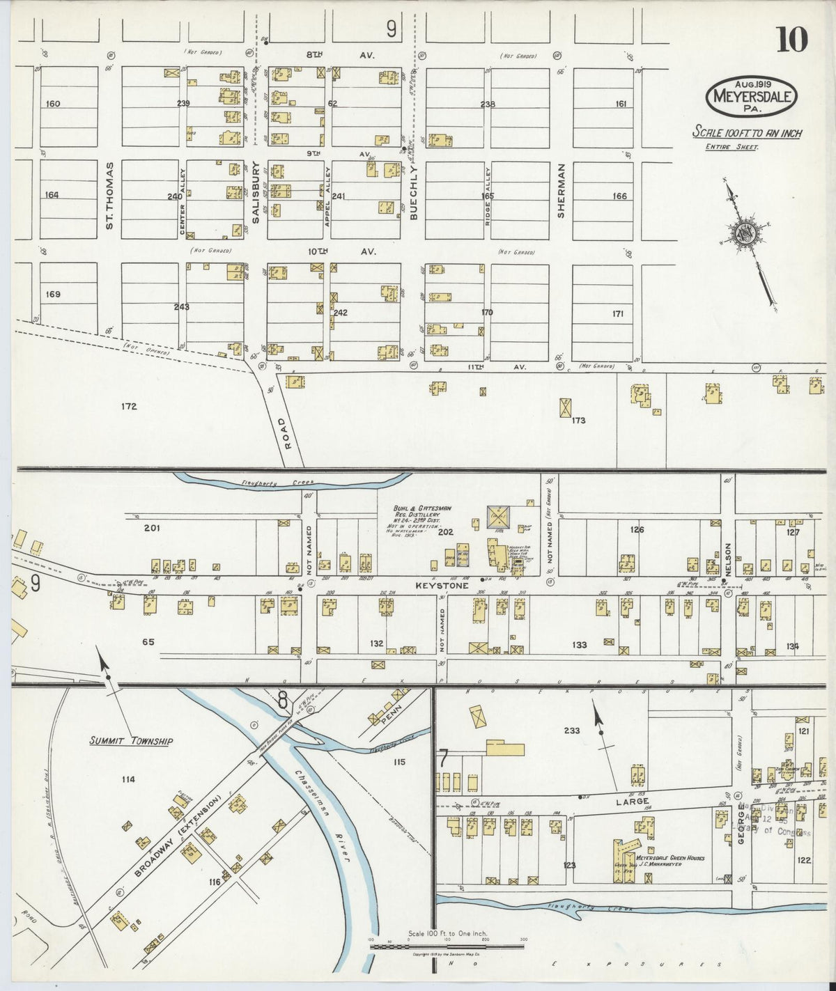 Sanborn Fire Insurance Map from Meyersdale, Somerset County, Pennsylvania (1919), Sheet #0010 - Complete Map Set gallery image, historic Sanborn map, vintage wall art, Pennsylvania Pennsylvania