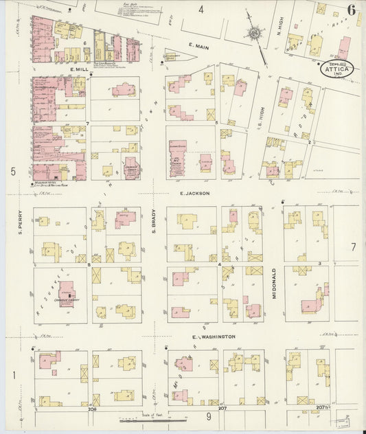 Sanborn Fire Insurance Map from Attica, Fountain County, Indiana (1910), Sheet #0006 - Historic Sanborn Fire Insurance Map Print, vintage old map wall art, antique decor, genealogy gift, Indiana Indiana map
