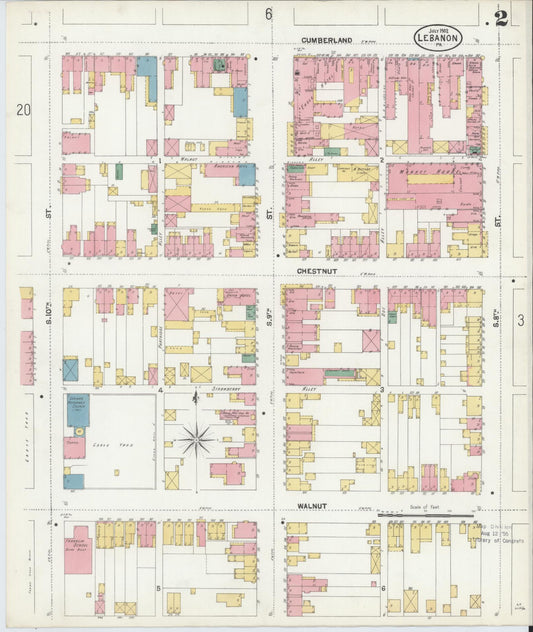 Sanborn Fire Insurance Map from Lebanon, Lebanon County, Pennsylvania (1902), Sheet #0002 - Historic Sanborn Fire Insurance Map Print, vintage old map wall art, antique decor, genealogy gift, Pennsylvania Pennsylvania map
