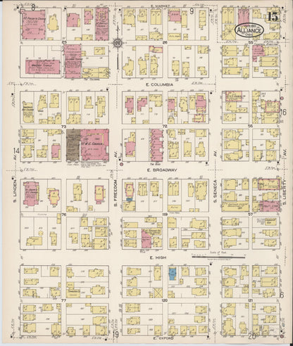 Sanborn Fire Insurance Map from Alliance, Stark County, Ohio (1921), Sheet #0015 - Historic Sanborn Fire Insurance Map Print, vintage old map wall art, antique decor, genealogy gift, Ohio Ohio map