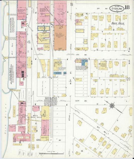 Sanborn Fire Insurance Map from Sterling, Whiteside County, Illinois (1910), Sheet #0018 - Historic Sanborn Fire Insurance Map Print, vintage old map wall art, antique decor, genealogy gift, Illinois Illinois map