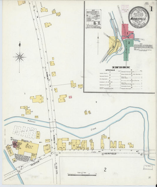 Sanborn Fire Insurance Map from Middleville, Herkimer County, New York (1906), Sheet #0001 - Complete Map Set gallery image, historic Sanborn map, vintage wall art, New York New York
