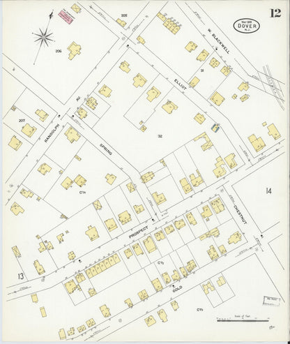 Sanborn Fire Insurance Map from Dover, Morris County, New Jersey (1909), Sheet #0012 - Complete Map Set gallery image, historic Sanborn map, vintage wall art, New Jersey New Jersey