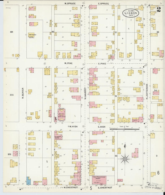 Sanborn Fire Insurance Map from Lisbon, Columbiana County, Ohio (1903), Sheet #0002 - Historic Sanborn Fire Insurance Map Print, vintage old map wall art, antique decor, genealogy gift, Ohio Ohio map