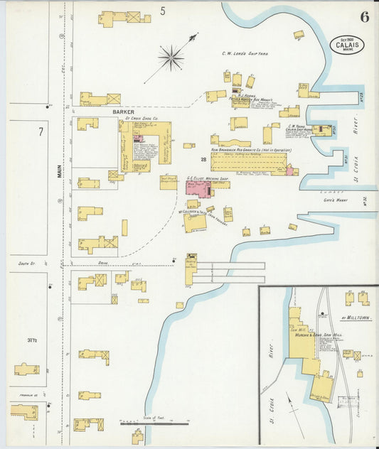 Sanborn Fire Insurance Map from Calais, Washington County, Maine (1900), Sheet #0006 - Historic Sanborn Fire Insurance Map Print, vintage old map wall art, antique decor, genealogy gift, Maine Maine map