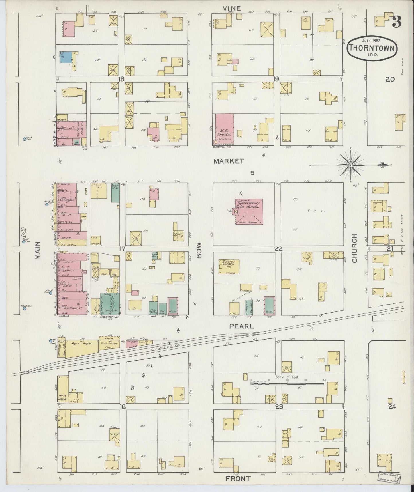 Sanborn Fire Insurance Map from Thorntown, Boone County, Indiana (1892), Sheet #0003 - Complete Map Set gallery image, historic Sanborn map, vintage wall art, Indiana Indiana