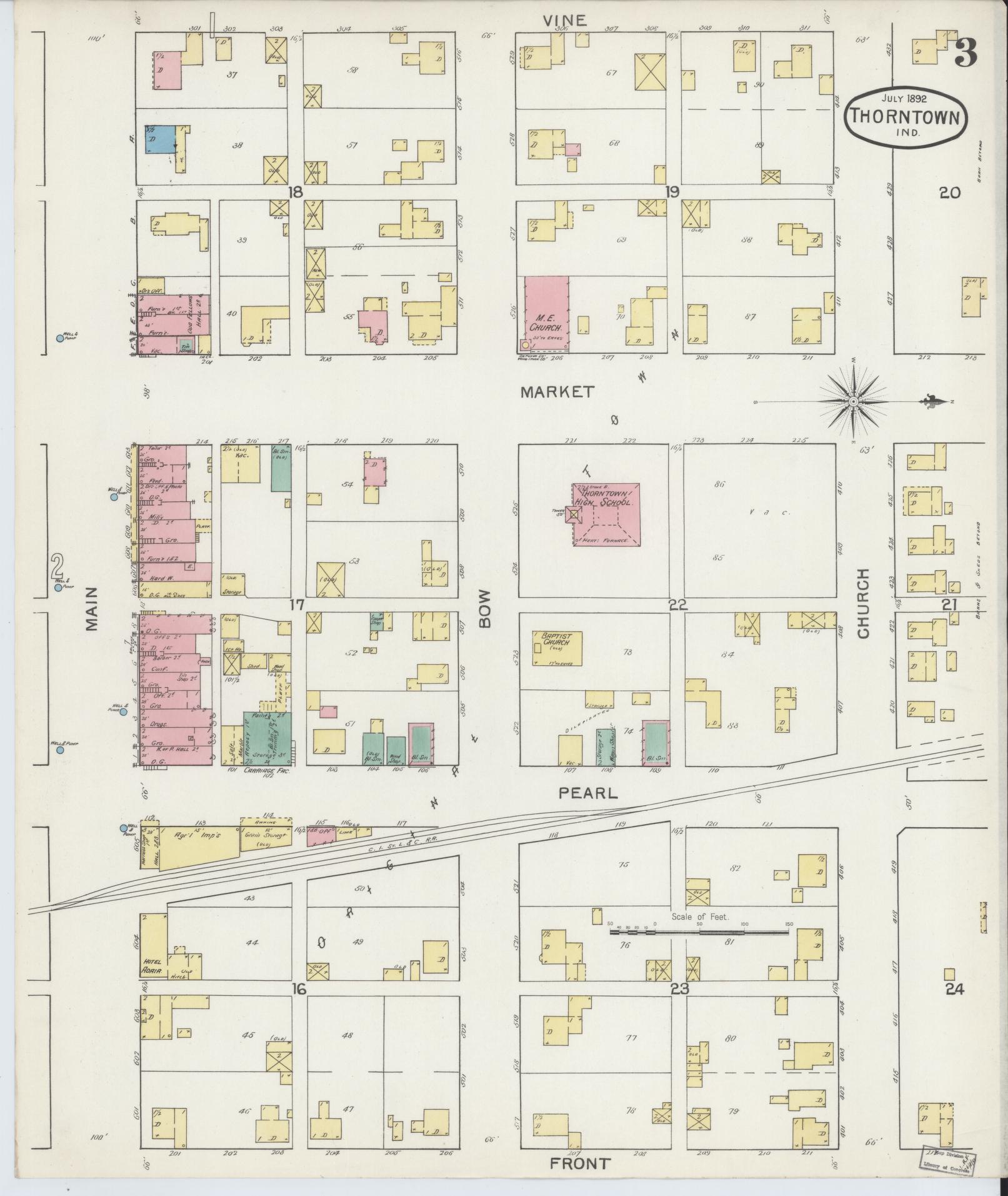 Sanborn Fire Insurance Map from Thorntown, Boone County, Indiana (1892), Sheet #0003 - Complete Map Set gallery image, historic Sanborn map, vintage wall art, Indiana Indiana