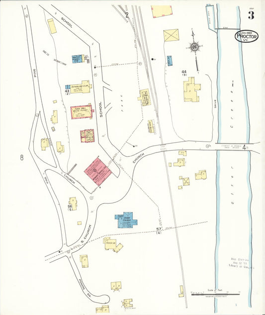 Sanborn Fire Insurance Map from Proctor, Rutland County, Vermont (1922), Sheet #0003 - Historic Sanborn Fire Insurance Map Print, vintage old map wall art, antique decor, genealogy gift, Vermont Vermont map